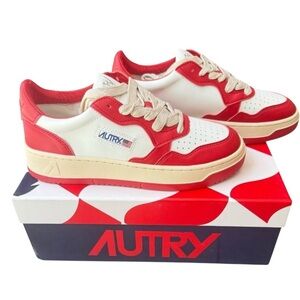 NIB Autry Medalist Red and White Sneakers Size 37
